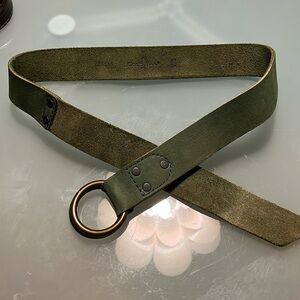 Cole Haan Army Green Leather O-Ring Belt